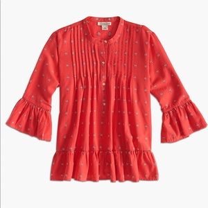 NWT LUCKY BRAND pintucked peplum top flannel like
